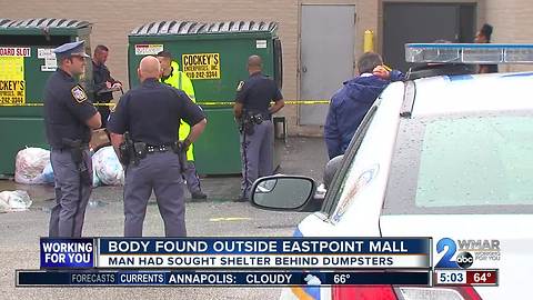 Dead man found behind dumpster at Eastpoint Mall