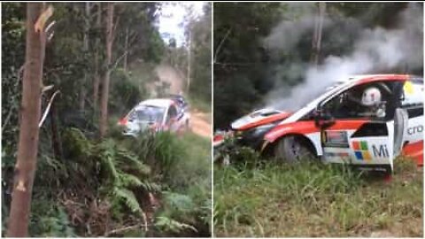 Driver in epic crash during rally in Australia