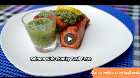 Keto salmon with chunky basil pesto recipe #Keto #Recipes