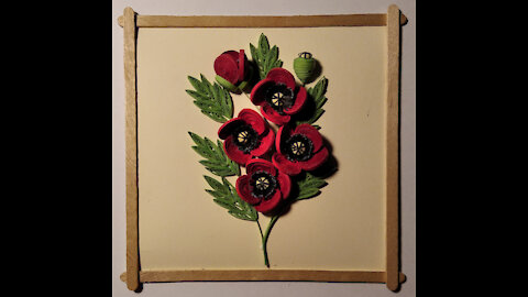 Quilling poppies for wall decoration