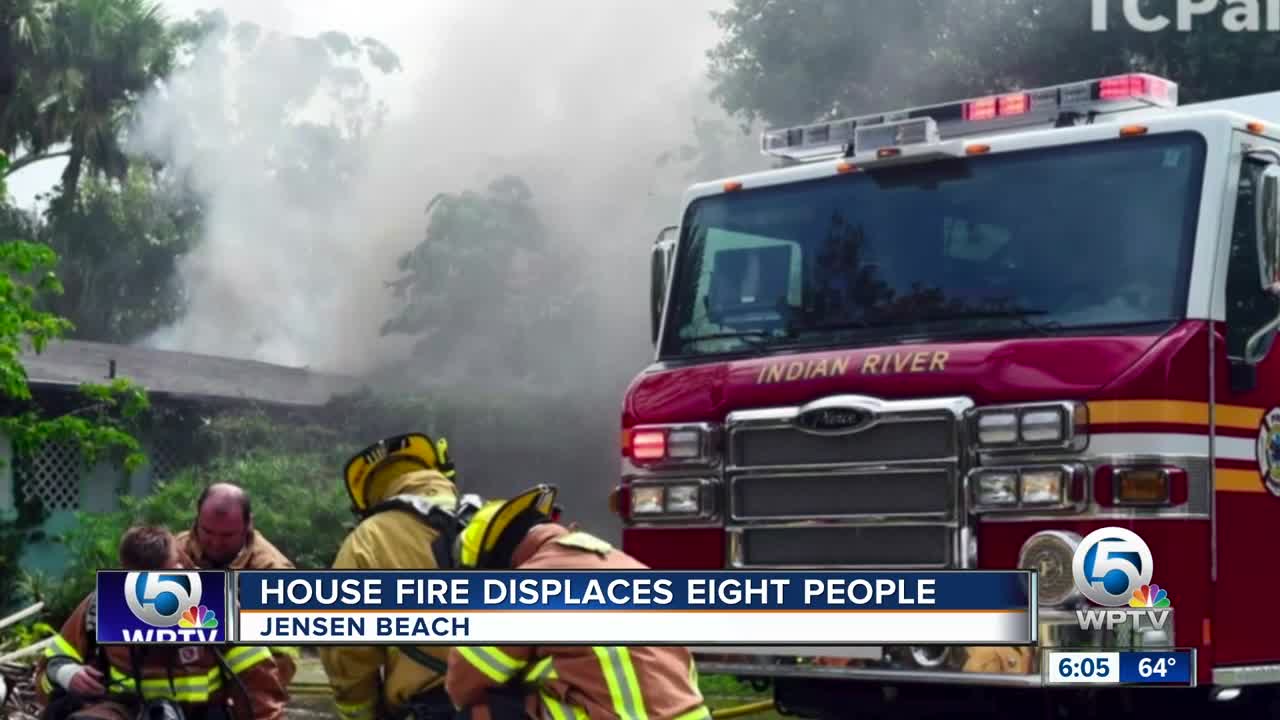 Four adults, four children displaced after house fire in Jensen Beach