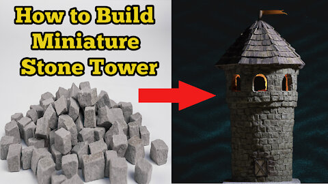 Building mininiature castle with rock and mortar.