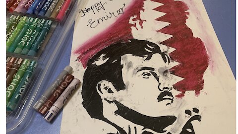 Qatar Emir (King) Art | How to Draw | SeeYouin2022 | Drawing with Oil Pastels