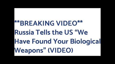 US Biological Weapons found in Ukraine