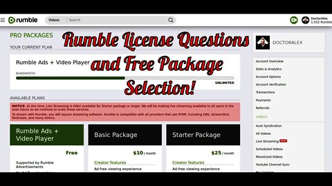 Rumble License Questions And Free Package Selection !