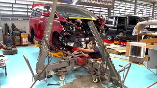 Toyota Alphard front accident repair with measuring system