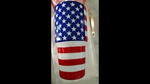 30 oz Hand Painted American Flag Tumbler