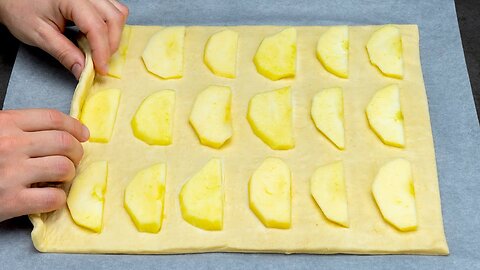 Dessert in 5 minutes! Just puff pastry and 2 apples