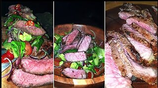 ASMR VOLCANO Sirloin Steak 😱‼🔥🌲🏕 WITH SPICY SALAD