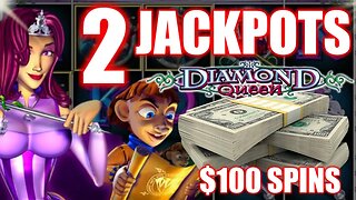 😱 $100 SPINS 2 JACKPOT HANDPAYS on HIGH LIMIT Diamond Queen SLOT MACHINE! HUGE SLOT ACTION