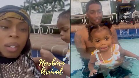 Shay Johnson's Daughter Shajiyah Goes Swimming In The Pool For The 1st Time Wit Daddy! 🏊🏽‍♀️