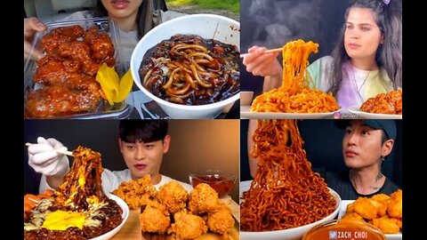 ASMR Best *Fast Food* Spicy Noodles + Chicken Mukbang Compilation | Satisfying Big Bites