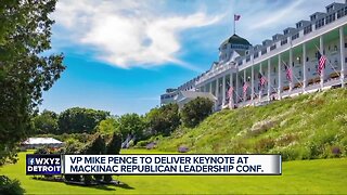 Vice President Mike Pence speaking at Mackinac Island's Grand Hotel for Republican Leadership Conference