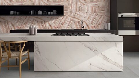 Porcelain stoneware in the design of a modern kitchen: for floors and walls