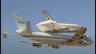 Ellington Air Field Space Shuttle piggybacked on a NASA plane