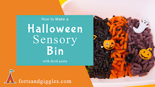 Halloween Sensory Bin - Dyed Pasta
