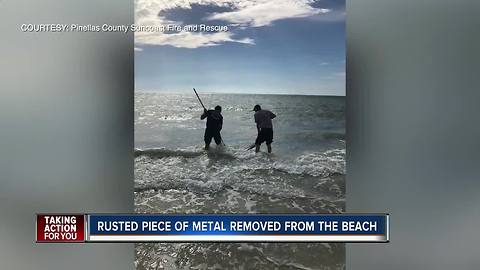 Warning to beach goers as large piece of metal found buried in the Gulf on Belleair Shore