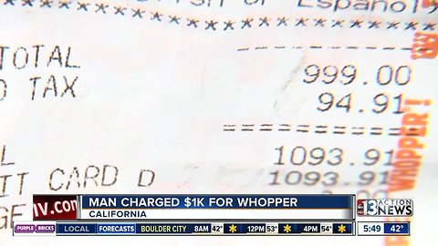 Man charged $1k for Whopper