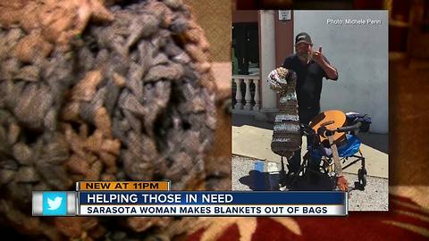 Sarasota woman crochets grocery bags into mats for the homeless