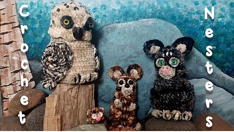 Crochet Nesting Dolls Tutorial (Snowy Owl, Black Cat, Feild Mouse, Wooley Caterpillar) Matryoshka