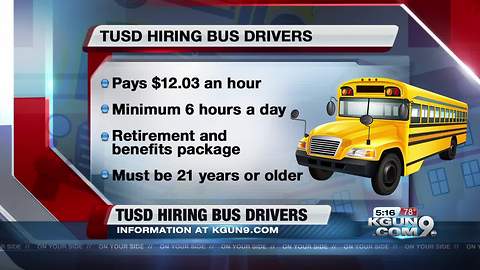 TUSD hiring school bus drivers immediately