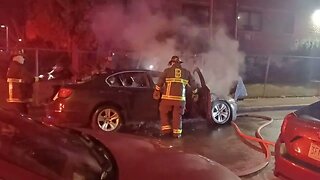 Boston fire department respond to a motor vehicle fire on Maxwell Street