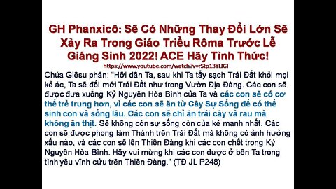 HÃY CHUẨN BỊ TÂM HỒN ĐỂ GẶP CHÚA GIÊSU TRONG CUỘC SOI SÁNG LƯƠNG TÂM ĐÃ GẦN KỀ! Các TĐ JL. P248