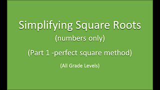 Math-Simplify Square Roots-method I