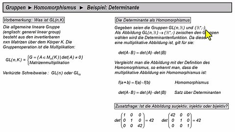 Gruppen ► Homomorphismus ►Beispiele ►Determinanten