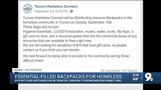 Local nonprofit hands out free backpacks to homeless community in Tucson