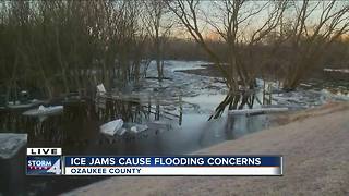 Ice jams causing flooding concerns in Ozaukee County