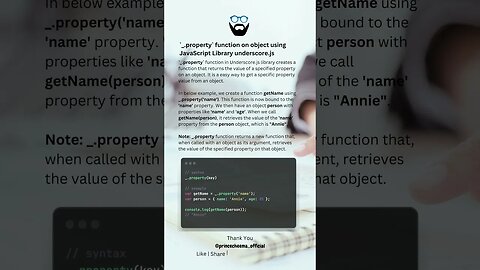 `_.property` function on object using JavaScript Library underscore.js ( #shorts )