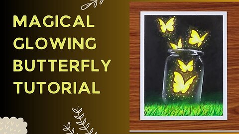 Magical Glowing Butterfly Scenery / Drawing with Oil Pastels / Step by Step