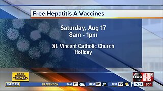 Health departments offering free hepatitis A vaccines on Saturday, August 17