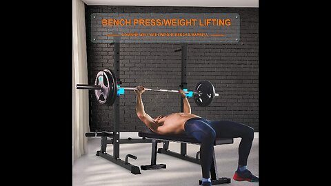 Bench Press, CANPA Olympic Weight Bench with Squat Rack Workout Bench Adjustable Barbell Rack S...