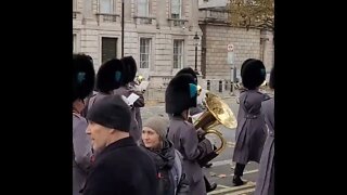 Kings guards band plays along whitehall to horse guards parade #london