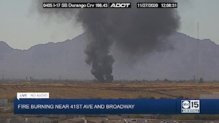 Junkyard fire burning near 41st Ave and Broadway