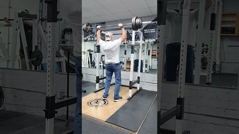 215lbs x 3 over the head standing press, 61 years old