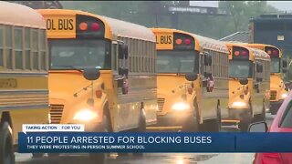 11 protesters arrested for blocking Detroit school buses