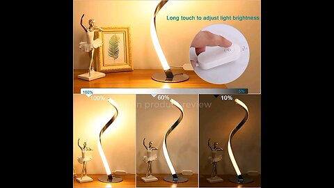 Spiral LED Table Lamp, Modern Minimalist Waves Dimmable Desk Lamp，12W Warm White Bedside Lamp