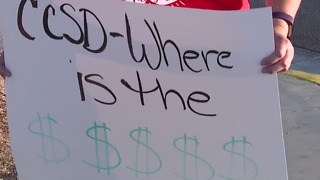 Clark County School District Teachers rally in front of Las Vegas schools
