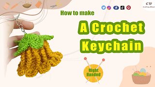 How To Make A Crochet Lotus flower keychain (Right-Handed)