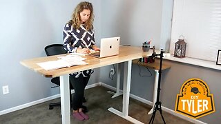 I make a DIY Custom Sit Stand Desk for my Sister. Hickory top with Mechanized Stand!