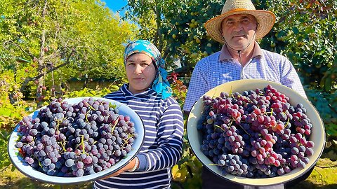 Relaxation in a Sweet Village life - Making Grape Compote