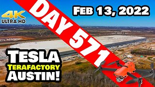 SOLAR PANELS SURVIVED THE WIND AT GIGA TEXAS! - Tesla Gigafactory Austin 4K Day 571 - 2/13/22-Tesla