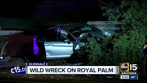 Car veers off road near 59th Avenue and Royal Palm Roa