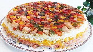 Tricolor rice - rice and chicken recipe