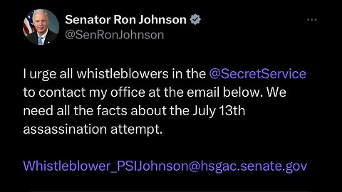 “I urge all whistleblowers in the @SecretService to contact my office at the email below..."