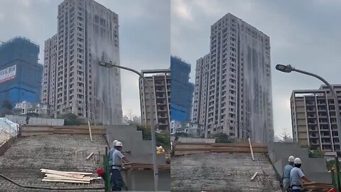 Water from Rooftop Swimming Pool Spill Over during Earthquake in Taiwan