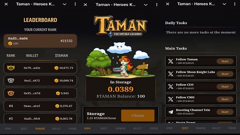 Taman - Heroes Kombat | On-Chain Game On Manta Network | Collect $TAMAN Tokens | Telegram Crypto Bot